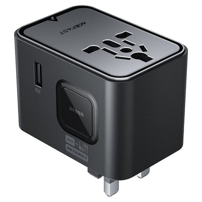 Acefast Z8 Travel netværksoplader, 45W, 3A, 2 x USB-A - 3 x USB-C, Sort