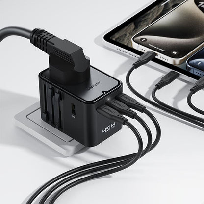 Acefast Z8 Travel netværksoplader, 45W, 3A, 2 x USB-A - 3 x USB-C, Sort