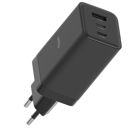 Allity Netværksoplader. ATC-01-65WACC Fast, 65W, 3.25A, 1 x USB-A - 2 x USB-C, Sort