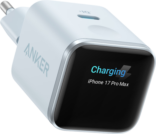 Anker Nano Display Netoplader, 45W, 3A, 1 x USB-C, Blå A121DG31