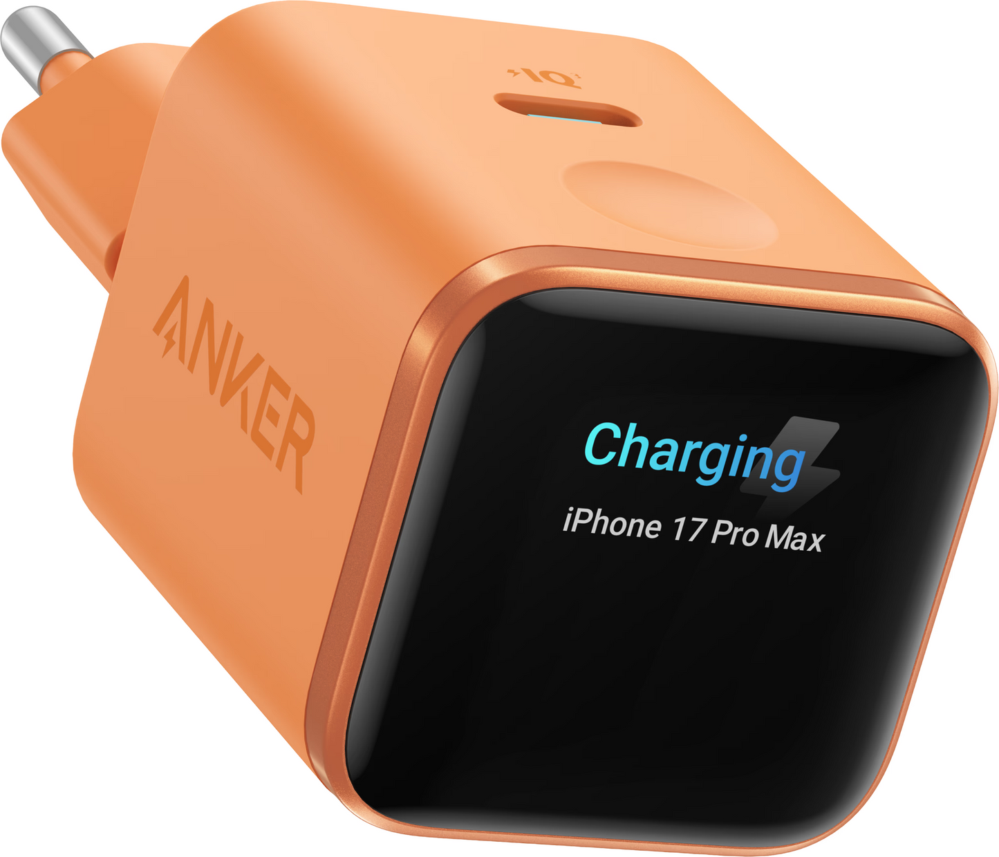 Anker Nano Display Netoplader, 45W, 3A, 1 x USB-C, Orange A121DGO1