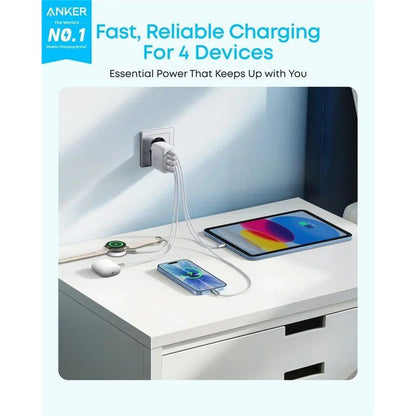 Anker Zolo Netoplader, 50W, 3A, 2 x USB-A - 2 x USB-C, Hvid A121EG21