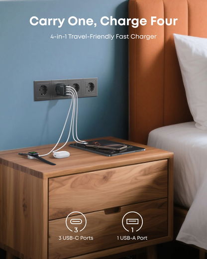 Anker Zolo Netoplader, 70W, 1 x USB-A - 3 x USB-C, Sort A121CG11