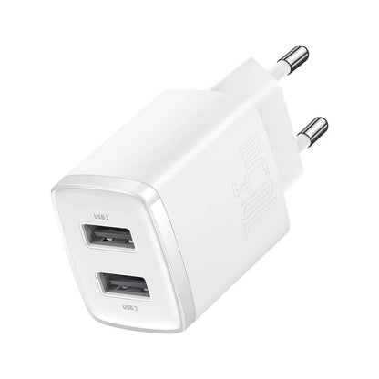Baseus Compact netværksoplader, 10.5W, 2.1A, 2 x USB-A, Hvid CCXJ010202