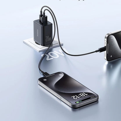Baseus Cube netværksoplader, 20W, 3A, 1 x USB-A - 1 x USB-C, Sort P10111403113-00