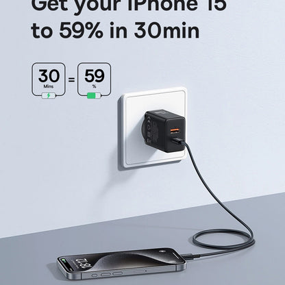 Baseus Cube netværksoplader, 20W, 3A, 1 x USB-A - 1 x USB-C, Sort P10111403113-00