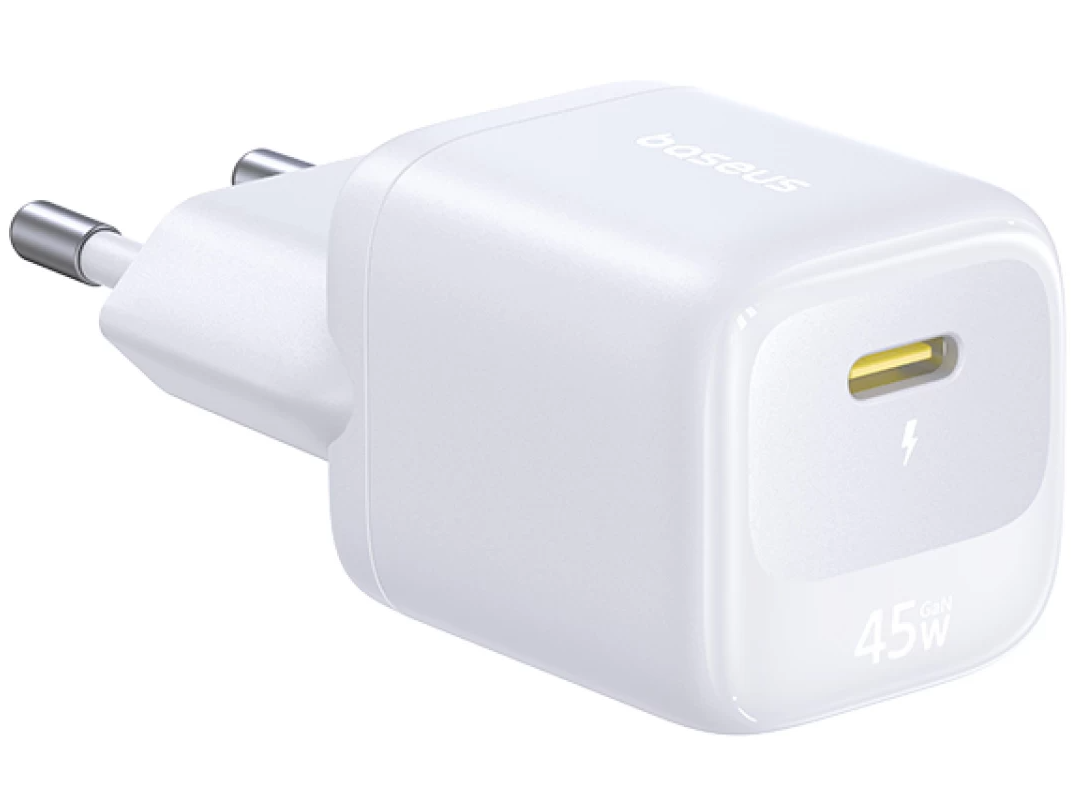 Baseus EnerFill FN22-netoplader, 45 W, 3 A, 1 x USB-C, hvid E0123301