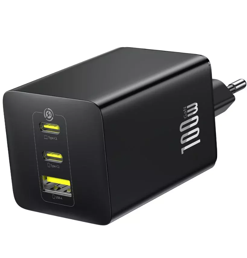 Baseus EnerFill FE11 netværksoplader, 100W, 5A, 1 x USB-A - 2 x USB-C, Grå P10182102123