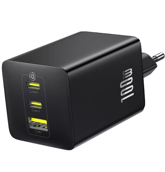 Baseus EnerFill FE11 netværksoplader, 100W, 5A, 1 x USB-A - 2 x USB-C, Grå P10182102123