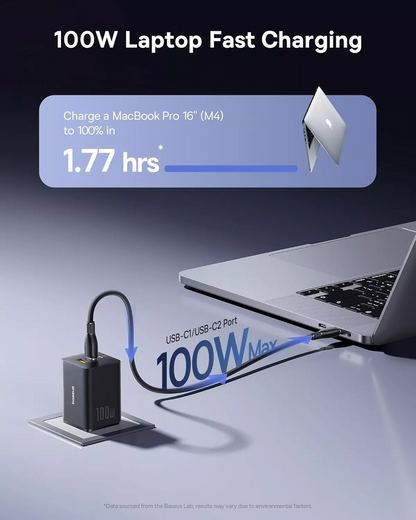 Baseus EnerFill FE11 netværksoplader, 100W, 5A, 1 x USB-A - 2 x USB-C, Grå P10182102123
