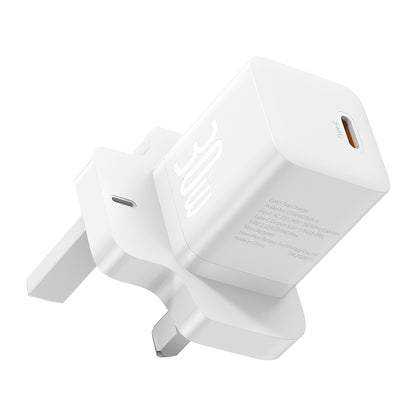 Baseus GaN5 UK netværksoplader, 30W, 3A, 1 x USB-C, Hvid P10110906213-00