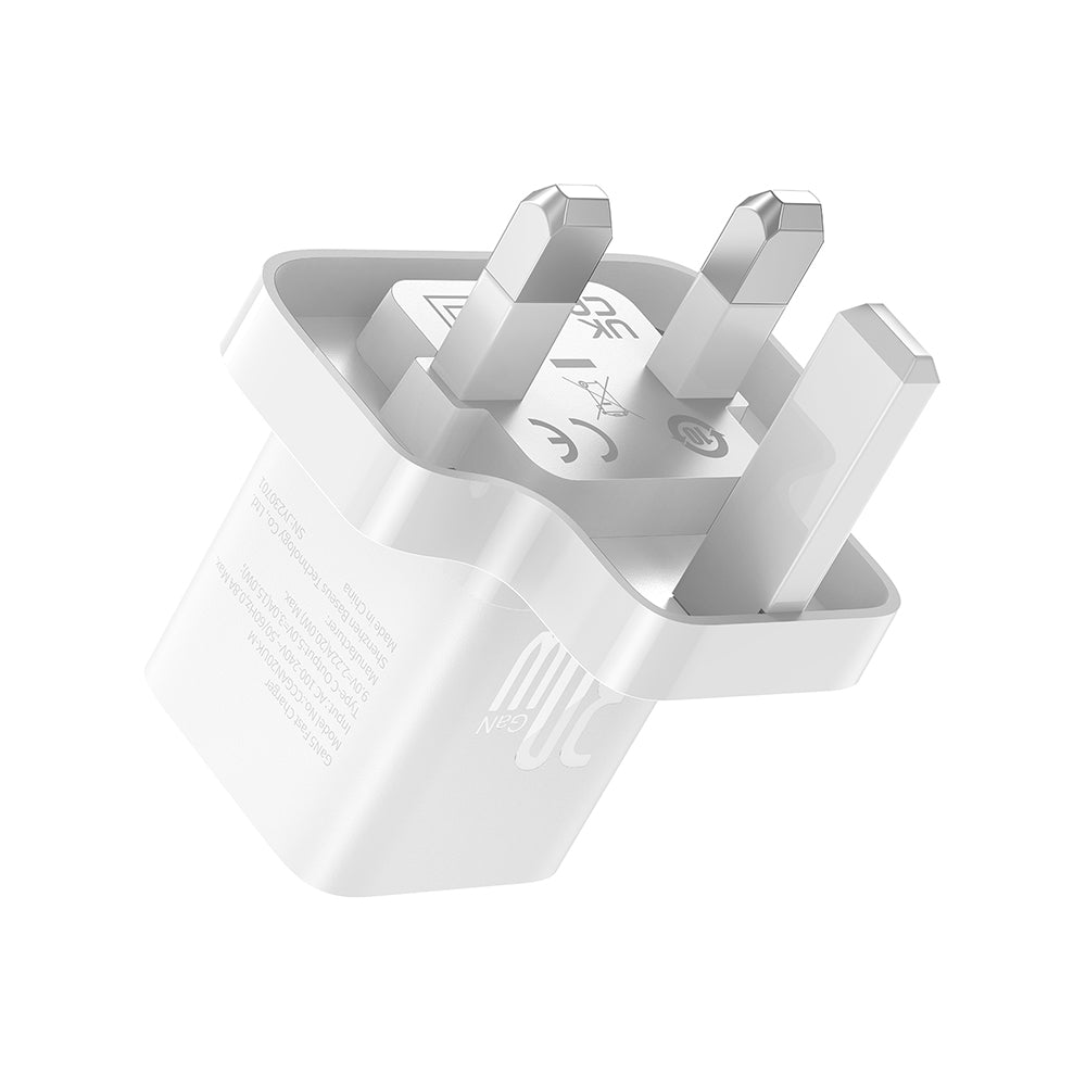 Baseus GaN5 UK netværksoplader, 30W, 3A, 1 x USB-C, Hvid P10110906213-00