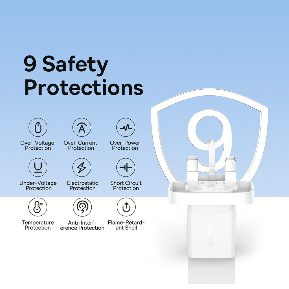 Baseus GaN5 UK netværksoplader, 30W, 3A, 1 x USB-C, Hvid P10110906213-00