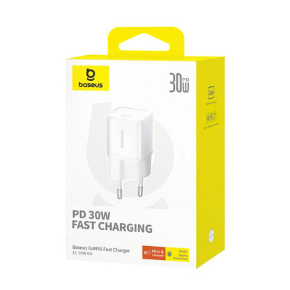 Baseus GaN5S netværksoplader, 30W, 3A, 1 x USB-C, Hvid P10162504213-00