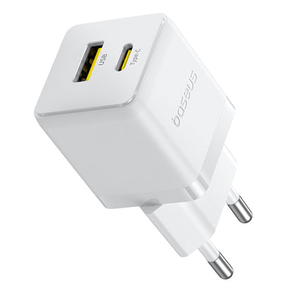 Baseus Palm netværksoplader, 30W, 3A, 1 x USB-A - 1 x USB-C, Hvid P1011160A213-00