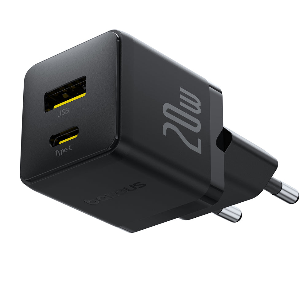 Baseus Palm netværksoplader, 20W, 3A, 1 x USB-A - 1 x USB-C, Sort P10111608113-00