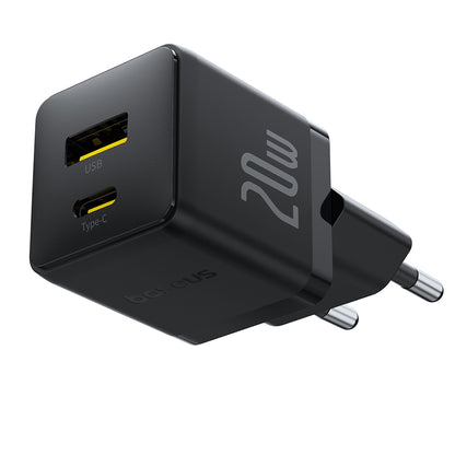 Baseus Palm netværksoplader, 20W, 3A, 1 x USB-A - 1 x USB-C, Sort P10111608113-00