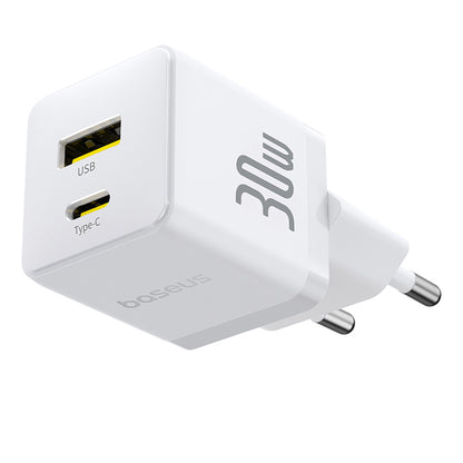 Baseus Palm netværksoplader, 30W, 3A, 1 x USB-A - 1 x USB-C, Hvid P1011160A213-00