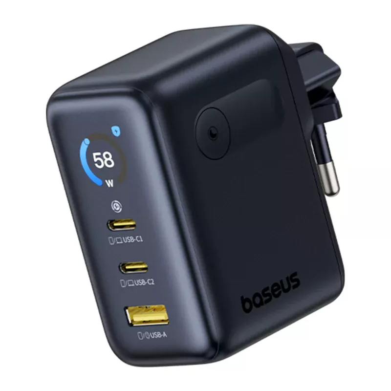 Baseus PicoGo AE21 Display netadapter, 100W, 5A, 1 x USB-A - 2 x USB-C, Sort E0121B00
