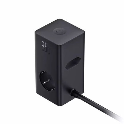 Baseus PowerCombo netværksoplader, 35W, 5A, 2 x USB-A - 2 x USB-C - 3 x Schuko, Sort, Genforseglet E00023606113-00