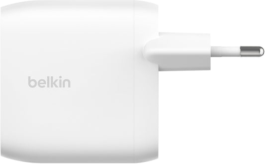 Belkin BoostCharge Pro Dual netoplader, 60W, 3A, 2 x USB-C, hvid WCB010vfWH