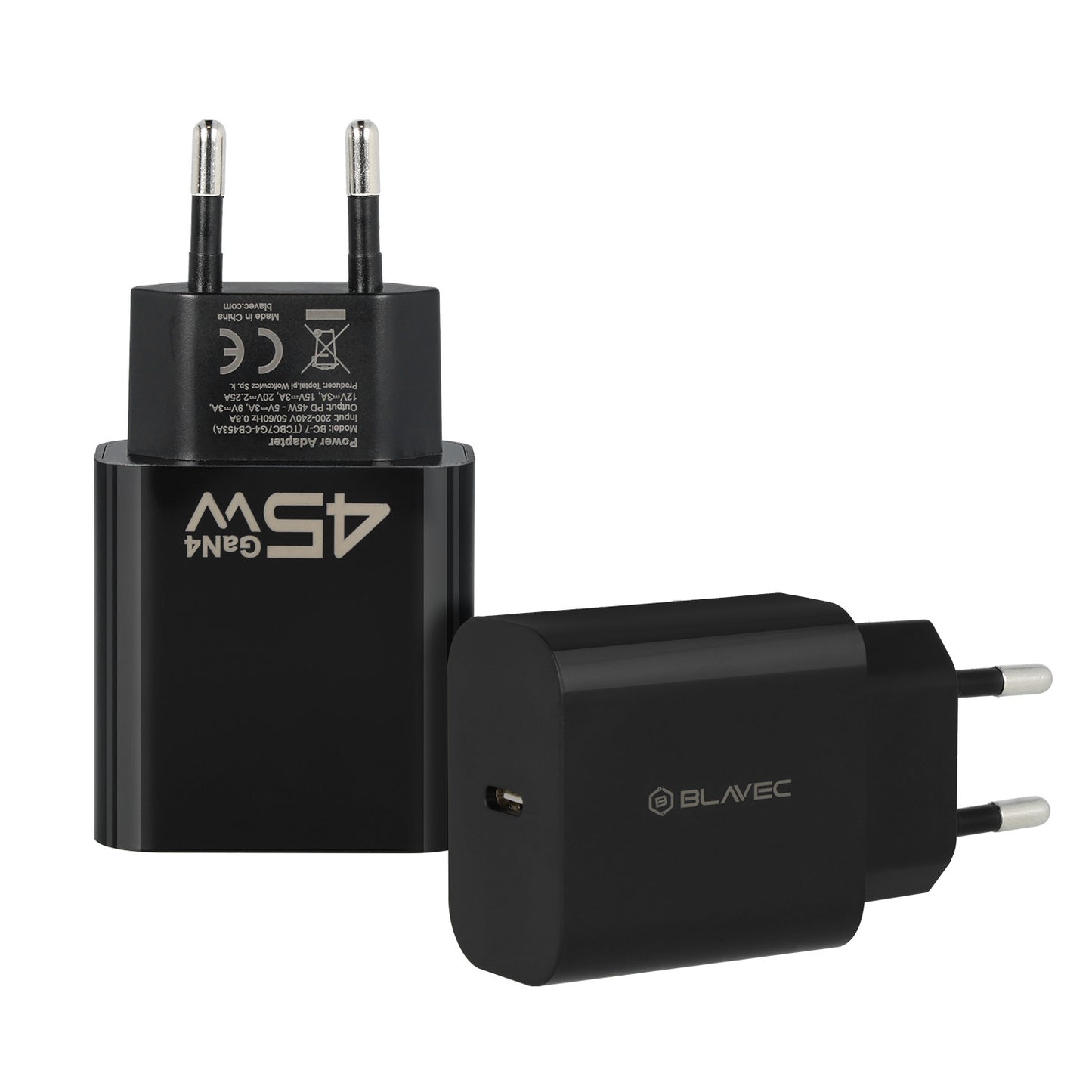 Netværksoplader Blavec BC-7, 45W, 3A, 1 x USB-C, Sort