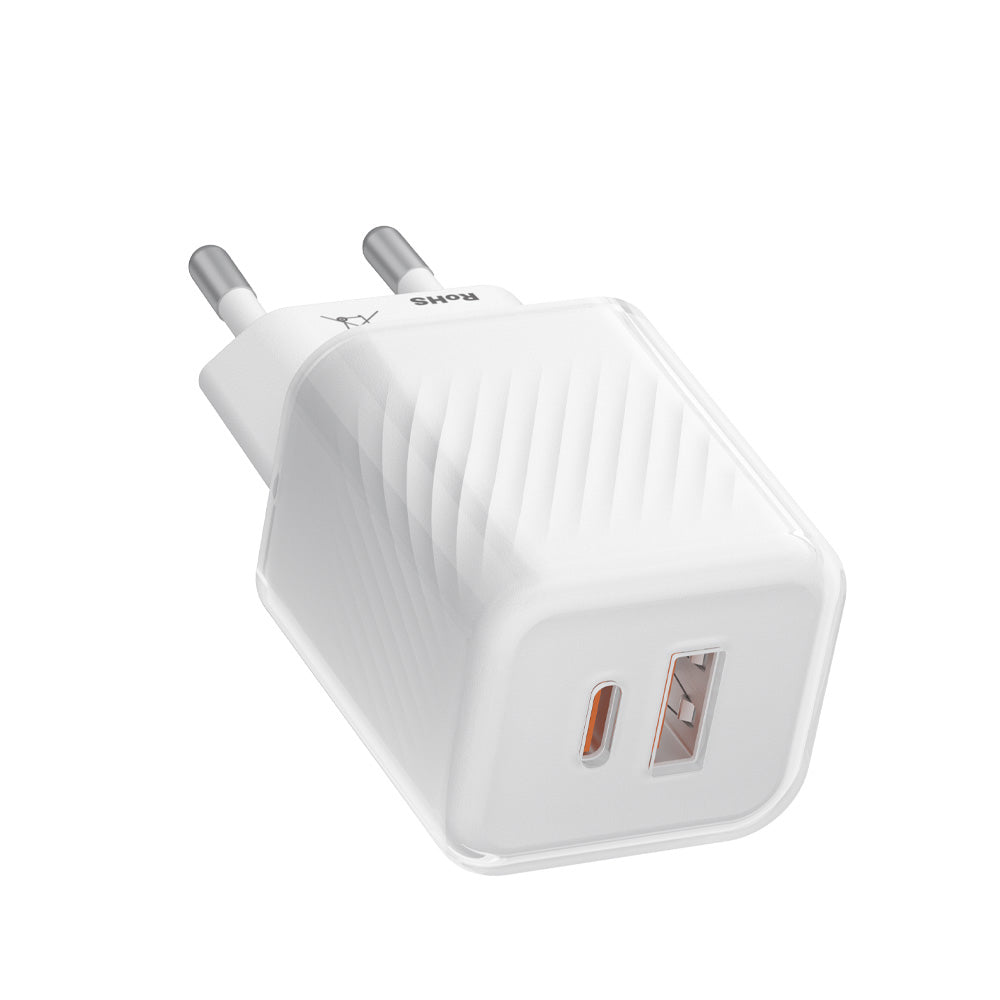 Blueo Netværksoplader, 35W, 3A, 1 x USB-A - 1 x USB-C, Hvid
