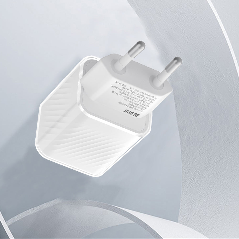 Blueo Netværksoplader, 35W, 3A, 1 x USB-A - 1 x USB-C, Hvid