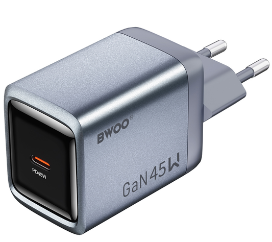 BWOO BO-CDA238 Netoplader, 45W, 3A, 1 x USB-C, Grå