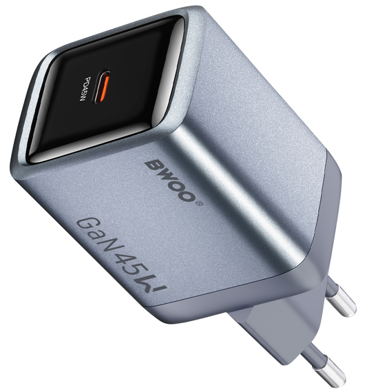 BWOO BO-CDA238 Netoplader, 45W, 3A, 1 x USB-C, Grå