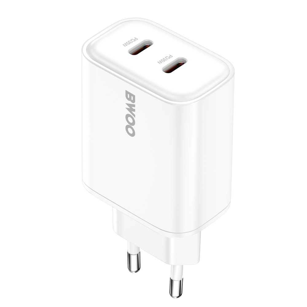 BWOO CDA206 netadapter, 35W, 3A, 2 x USB-C, hvid