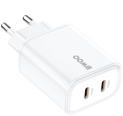 BWOO CDA206 netadapter, 35W, 3A, 2 x USB-C, hvid