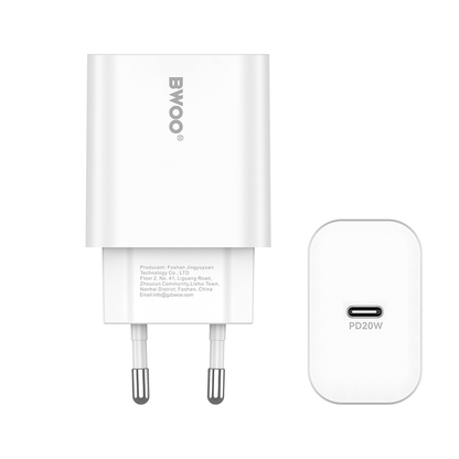 Netværksoplader BWOO CDA233, 20W, 3A, 1 x USB-C, Hvid