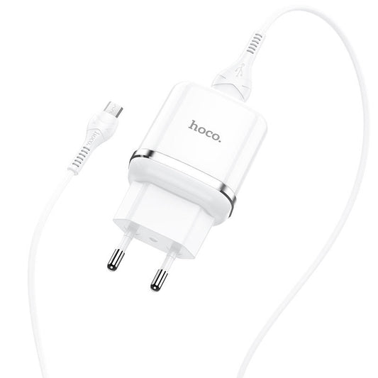 Netværksoplader med microUSB-kabel HOCO N3, 18W, 3A, 1 x USB-A, Hvid