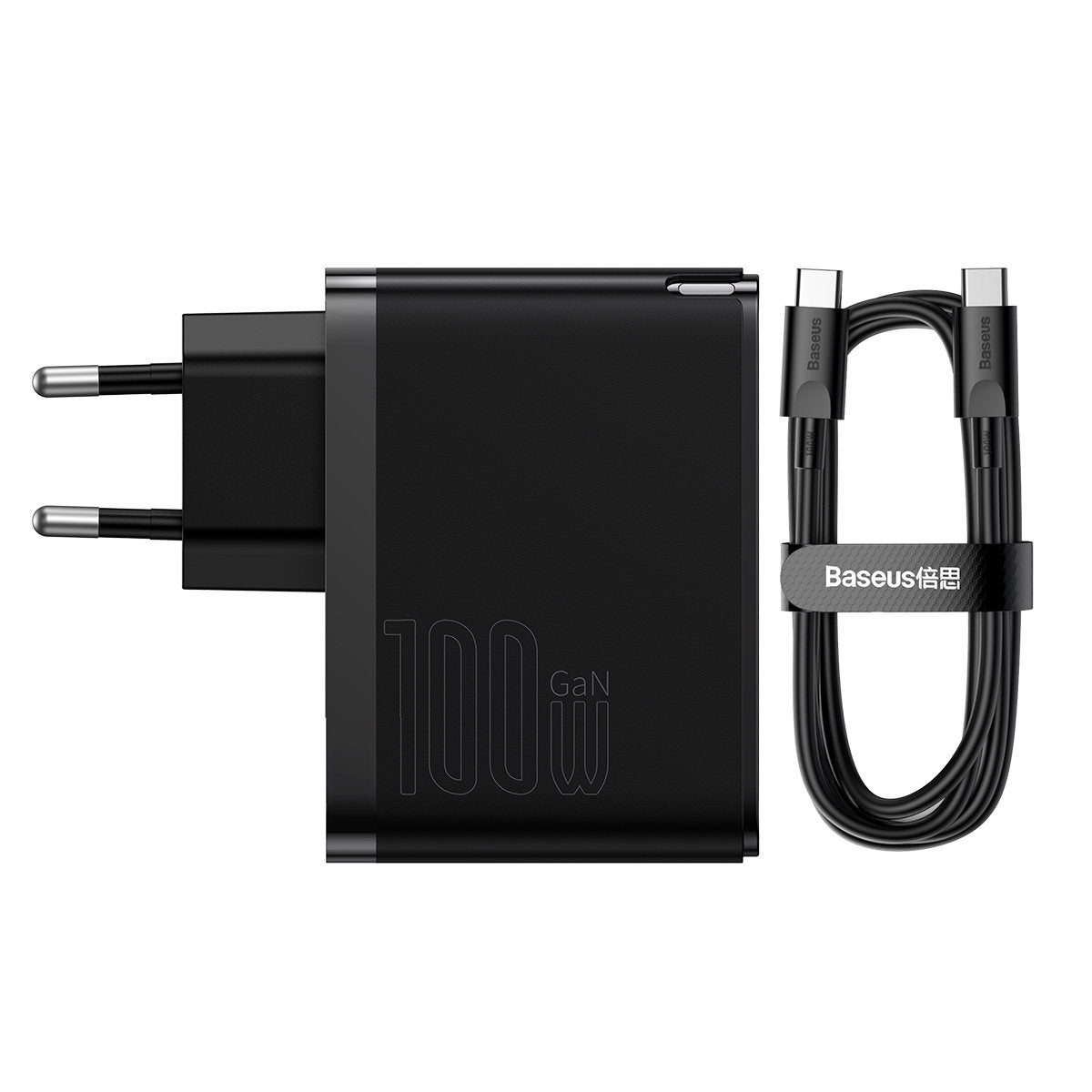 Netværksoplader med USB-C kabel Baseus GaN5 Pro, 100W, 3A, 1 x USB-A - 1 x USB-C, Sort CCGP090201