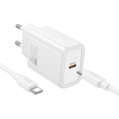 Netværksoplader med USB-C kabel HOCO N60, 20W, 3A, 1 x USB-C, Hvid