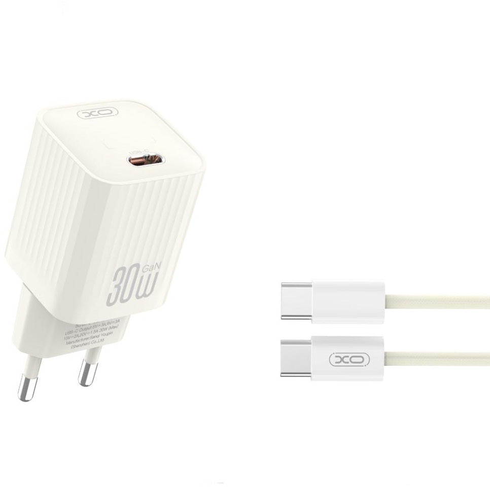 Network Charger with USB-C Cable XO Design L148, 30W, 3A, 1 x USB-C, Beige