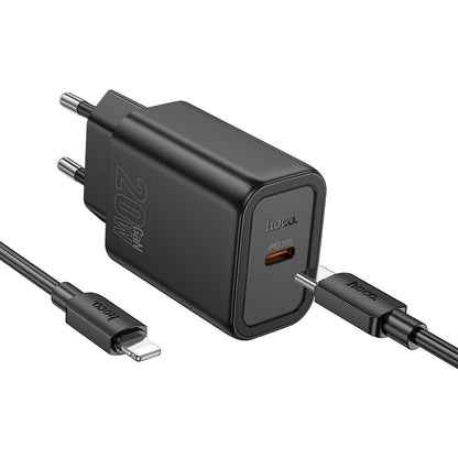 Netværksoplader med Lightning-kabel HOCO N60, 20W, 3A, 1 x USB-C, Sort