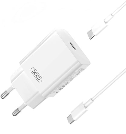 Netværksoplader med USB-C kabel XO Design L126, 20W, 3A, 1 x USB-C, Hvid