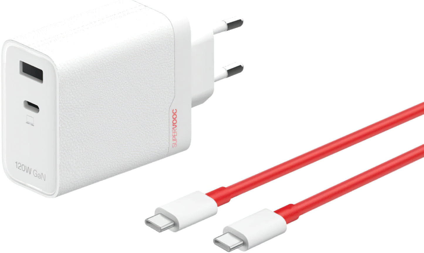 Netværksoplader med USB-C kabel OnePlus OSABBCBBAE, 120W, 7.3A, 1 x USB-A - 1 x USB-C, Hvid 5461100631