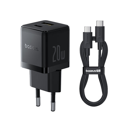 Netværksoplader med USB-C kabel Baseus Palm, 20W, 3A, 1 x USB-A - 1 x USB-C, Sort P10111608113-01