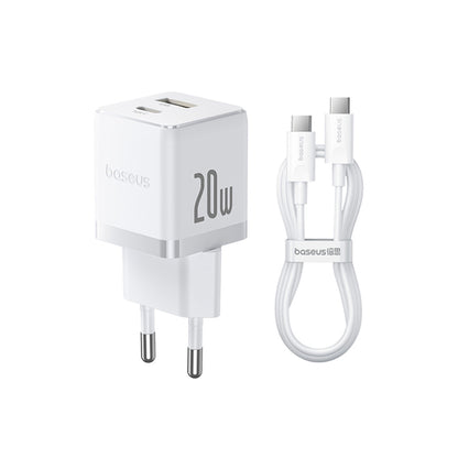 Netværksoplader med USB-C Kabel Baseus Palm, 20W, 3A, 1 x USB-A - 1 x USB-C, Hvid P10111608213-01