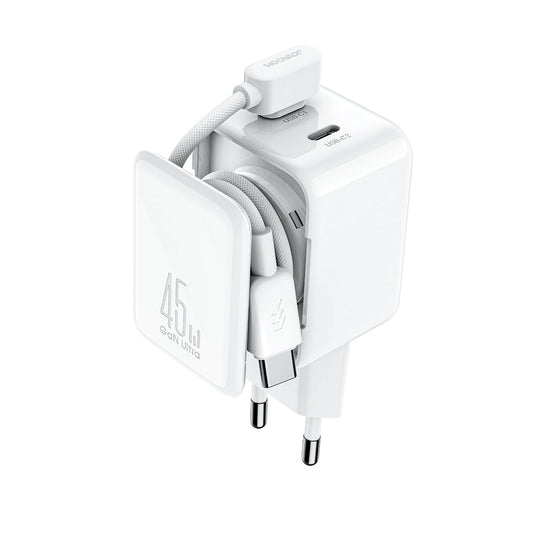 Netværksoplader med USB-C Kabel Joyroom JR-TCL05, 45W, 3A, 2 x USB-C, Hvid