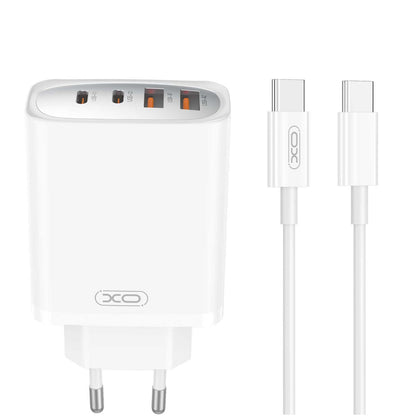 Netværksoplader med USB-C Kabel XO Design CE22, 45W, 3A, 2 x USB-A - 2 x USB-C, Hvid