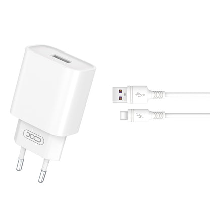 Netværksoplader med USB-C kabel XO Design CE02D, 18W, 3A, 1 x USB-A, Hvid