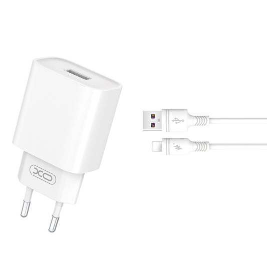 Netværksoplader med Lightning-kabel XO Design CE02D, 18W, 3A, 1 x USB-A, Hvid