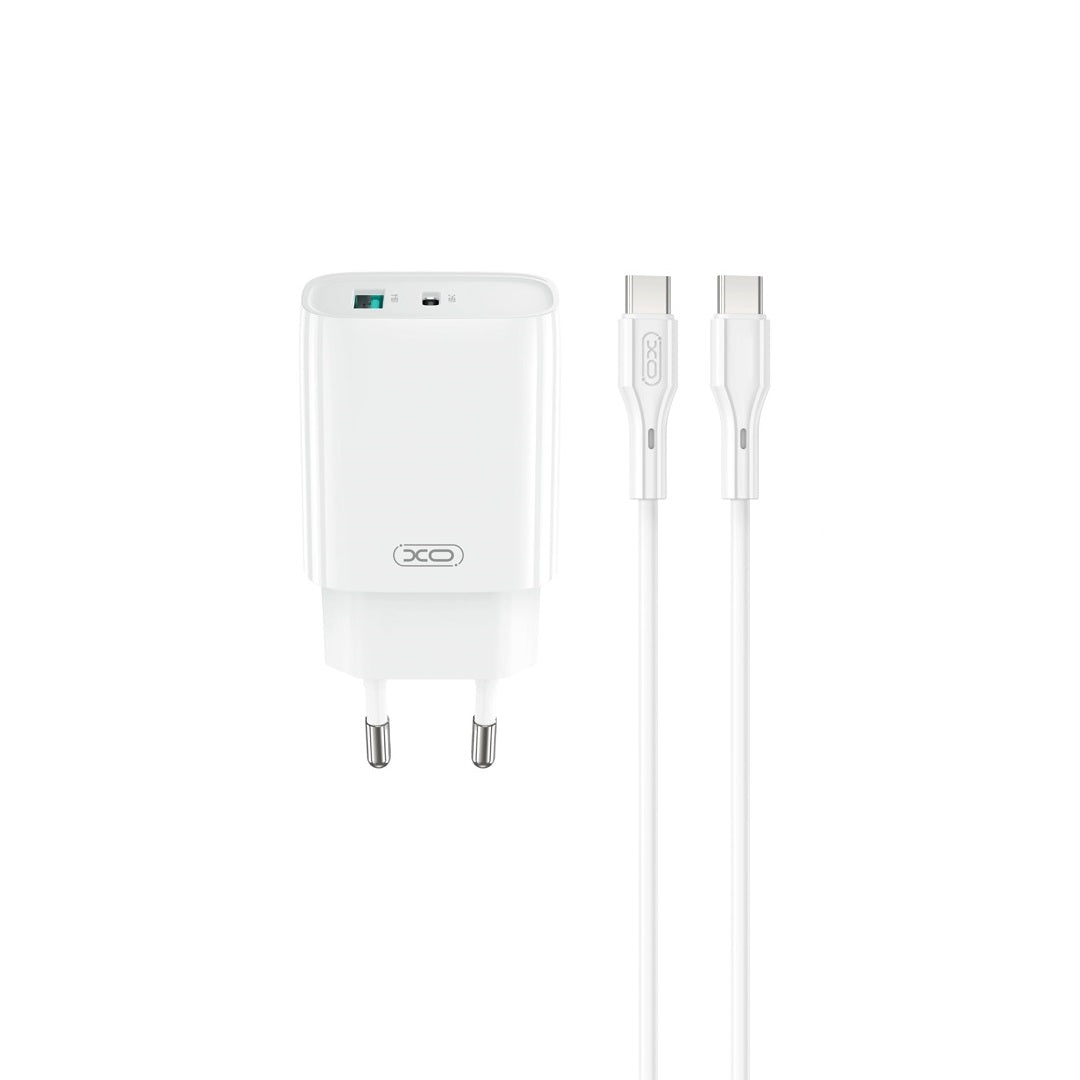 Netværksoplader med USB-C kabel XO Design CE29, 20W, 3A, 1 x USB-A - 1 x USB-C, Hvid