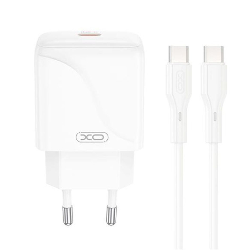 Netværksoplader med USB-C kabel XO Design L141, 20W, 3A, 1 x USB-C, Hvid