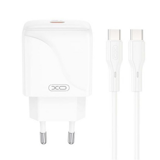 Netværksoplader med USB-C kabel XO Design L141, 20W, 3A, 1 x USB-C, Hvid