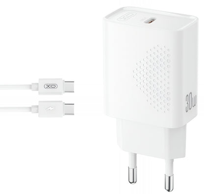 Netværksoplader med USB-C kabel XO Design L162, 30W, 3A, 1 x USB-C, Hvid